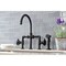 Kingston Brass KS2330RX Industrial Style Bridge Kitchen Faucet with Brass Sprayer, Matte Black KS2330RX - alternate 3